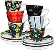 Vittoria Coffee Ceramic Limited Edition Espresso Cups & Saucers. Fashion Series 2024 - Crockery Set of 6