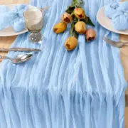 Baby Blue Easter Cheesecloth Table Runner 10ft Spring Boho Rustic Gauze Light