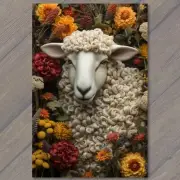 FLATCARD Lamb Sheep Wool Beautiful Colorful Flowers Knitted Cute Cozy Beautiful