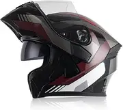Motorcycle Helmet ECE Approved Integrated Modular Flip Up Motorcycle Helmet Unisex Full Face Street Motorbike Riding Safety Crash Snowmobile Helmet H,XXL=63-64CM