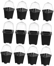 CAXUSD 12Sets Humidity Dome Nursery Pot with Drainage for Seedlings and Plant Germination Lightweight and Durable Gardening Planter