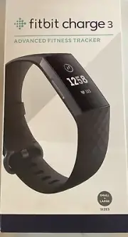 Fitbit Charge 3 Fitness Activity Tracker Black One Size S &L Bands