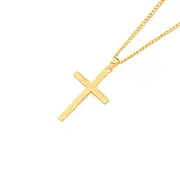9ct Gold 20mm Squared Plain Cross Pendant