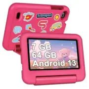 SEBBE Kids Tablet Android 13 Tablet 7 Inch, 7GB RAM+64GB ROM (TF 1TB), with Red