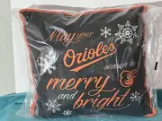 Baltimore Orioles Christmas Throw Pillow 14 Inches Square ~100% Polyester~ New