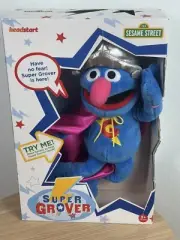‘Super Grover’ Sesame Street Headstart Plush - New In Box - Tested & Works