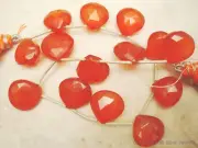 14 CARNELIAN Chalcedony Faceted Hearts (14-12mm long) 115Ct Excellent Quality
