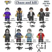 8Pcs John Wick Series Assembly Building Blocks Figures With Weapons Kids DIY Educational Toys Playset -NMAOV