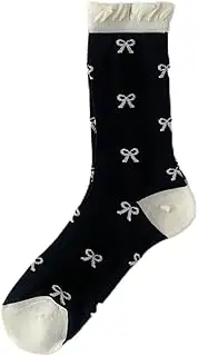 [AYTDNEHGK] Summer Thin Bowmesh Mid Tube Socks Women's Fashion Lace Cute Transparent Socks Ruffle Casual Student Dots Glass Sock