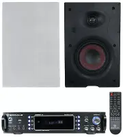 Rockville RPA60BT V2 1000w USB Bluetooth Home Receiver+(2) 6.5" In-Wall Speakers