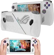 NINKI Compatible Silicone ASUSS ROG Ally Gaming Handheld Case,Soft Case Dustproof Lightweight Protective Cover for ASUS Rog Console Protector White (No Screen Protector),40251