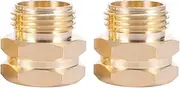 Brass Pipe to Hose Connector Fitting | Female 3/4 Pipe Thread x Male 3/4 Hose Thread(2 Pack) (3/4NPT Female to 3/4 GHT Male)
