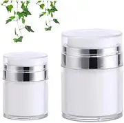 Airless Pump Jar, 2 Pcs Thicken Empty Moisturizer Container, Portable Travel Containers for Toiletries, Airless Pump Bottles for Face Makeup Lotion Moisturizer Creams(15/30 ml)