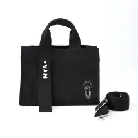 在飛比找蝦皮購物優惠-NYA黑貓🐈‍⬛黑色厚磅手提肩背兩用包