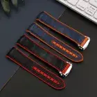 20mm Leather Rubber Watch Band Strap For Omega Seamaster 300 Planet Ocean 600m
