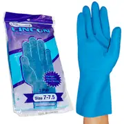 Lincon Silverlined Natural Rubber Gloves with Silver Lining Biodegradable Size 7-7.5 Blue Unscented Pair
