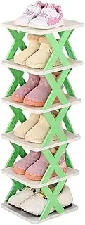 [AIMALL] 6-Tier/7-Tier Shoe Rack Multi-Layer Folding Shoe Cabinet Space-Saving Storage Shelf for Home Doorway Organiser, ABS Plastic, 9.45 x 10.24 x 32.9/39.4 Inch, Orange/Green/Blue