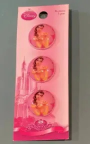 Disney Beauty and the Beast Belle 1” Buttons Shank Back - 3 Buttons