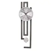 Bulova Swinging Pendulum Wall Clock 26"H W/ Slimline Number, Silver Accent Bezel
