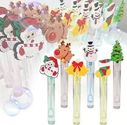 Focut 24 Piece Christmas Bubble Wand for Kids(6 Style),Cute Bubble Wand Great for Xmas Theme Party Favors,Pinata Suffer,Christmas Goodie Bags Filler,School Classroom Prizes, (Christmas)