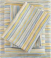 Mooreeke Striped Queen Bed Sheets, Deep Pocket 4 Piece Queen Sheet Set, Soft Microfiber Blue Yellow Pinstripe Bedding Sheets & Pillowcases