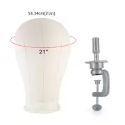 Mannequin Head for Wigs Manikin Head Block Canvas Training Head Table Clamp 21"