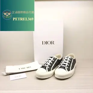 二手 Dior 迪奧WALK'N'DIOR運動鞋 灰色棉質刺繡 Oblique 印花 帆布鞋 運動鞋KCK211