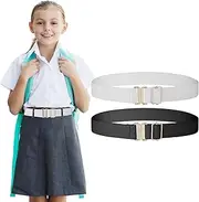 [Amaxiu] 2 Pcs Elastic Waist Belts for kids, Boys Girls Stretch Waistband Flat Buckle Adjustable Belt for Jeans Pants Skirts