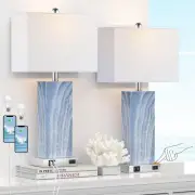 Touch Control Table Lamps with White Fabric Shade Set of 2, 3-Way Dimmable Mo...
