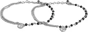 [Samyuktha] Women Pair of Black & Silver Plated Anklet, Adjustable, Metal, no gemstone