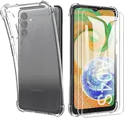 [SMYTU] Case with 2 Screen Protectors for Samsung Galaxy A04s / A13 5G, Ultra Slim Silicone Mobile Phone Case for Samsung Galaxy A04s / A13 5G Flexible TPU Crystal Case Cover Bumper Protective Case - Clear