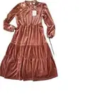 NEW NWT Womens L Bohme Marsala womens long sleeve Mauve faux velvet dress fall