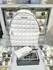 Michael Kors Sheila MD Quilted Vegan Leather Backpack+Coinpouch (Optic White)