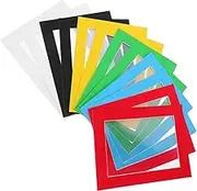 LUOZZY 12pcs Kids Art Display Frames White Black Red Blue Green Yellow Cardboard Mat Single Photo Frame for 7inch Pictures Nursery Kindergarten Decor