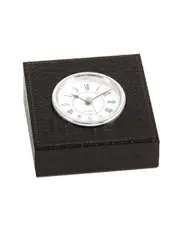 Bey-Berk Black Croco Leather Quartz Clock