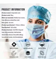 50 Blue Disposable Medical Surgical Dental 3-Layers Face Mask Mouth Cover Mask