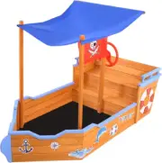 Keezi Kids Sandpit, Wooden Water Table Sand Pit Play Toys Sandcastle Garden P...