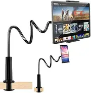 KIYOSAKI Phone Holder, Gooseneck Tablet Holder,Adjustable Tablet Holder Mount, Table Stand,Mobile Cell Phone Stand,Long Arm Bed Desk Bracket for iPhone New iPad Pro 4-10.6 Inches Device
