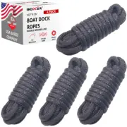 4 Pack 1/2 Inch 15FT Double Braid Nylon Dock line Marine Mooring Rope Boat Lines