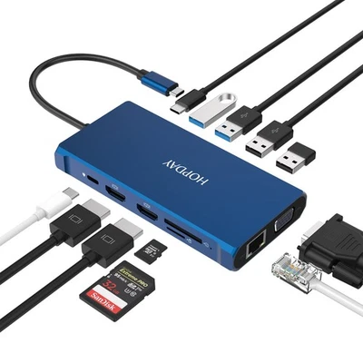 Laptop Docking Station 12 in 1 Triple Display Thunderbolt 3 USB C Hub Dual HD...
