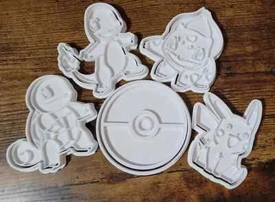 Pokemon Pikachu Charmander Squirtle Bulbasaur Cookie Cutter and Embosser Stamp