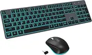 Wireless Keyboard and Mouse RGB Backlit Combo, Slim & Quiet, Rechargeable, Light Up, Jiggler, Tilt Angle, 2.4GHz Silent Keyboard Mouse for Mac Windows PC Computer, Laptop, Desktop (Space Gray)