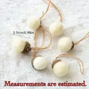Set of 10 RUSTIC WOOL ACORN CHRISTMAS TREE ORNAMENTS w/REAL ACORN TOPS & HANGERS
