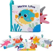 Rayouth Baby Toys 6-12 Months, Soft Touch Feel Crinkle Book, Infant Sensory Toys for Stroller, Car Seats, Tummy Time, Newborns Squeaky Montessori Learning Toy for Girls and Boys, Baby Shower Gifts