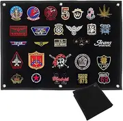 Klmnop Tactical Patch Display Board, 22.8 x 17.7 Inch Military Patch Display Holder with Steel Rings, Waterproof and Thickened Tactical Patch Display Organizer(Black)