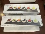 2 Sets Of Lafayette Collection Slate Tray & 6 Ceramic Tasting Spoons Circleware
