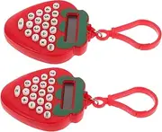 [BESPORTBLE] 2 Pcs Strawberry Shape Electronic Keychain Calculator Mini Portable Pocket Calculator for Students Easy Operation Display Durable Design for Home School Use