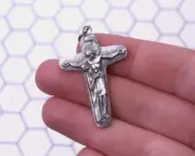Silver Tone Sorrowful Mother Crucifix Catholic Pendants for Rosary Craft 1.75 In