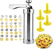 Spendeal Cookie Maker Cookie Press Gun, Kit Stainless Steel Biscuit Press Maker (with 20 Disc and 4 Nozzles) Homemade Baking Tool Biscuit Cake Dessert DIY Maker and Decoration, Christmas
