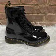 Dr. Martens 1460 Women's Black Patent Leather Lace Up Boots Size 7 NEW